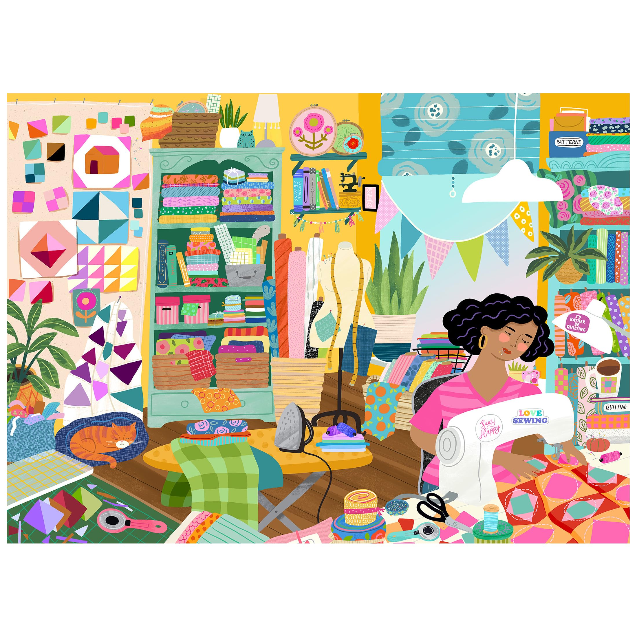 RoseArt Soft Touch Sewing Room 1000-Piece Jigsaw Puzzle – Velvety Surface, Made in USA