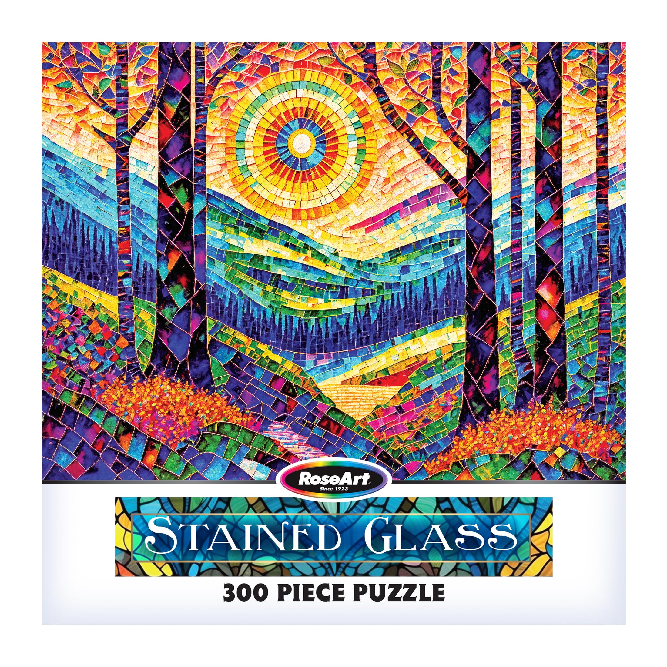 RoseArt Stained Glass 300 Piece Jigsaw Puzzle: The Sun Shines on Dreamland by Peggy Collins (24" x 18")