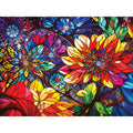 RoseArt Stained Glass Flowers 300-Piece Jigsaw Puzzle – 24x18 Inch Finished Size