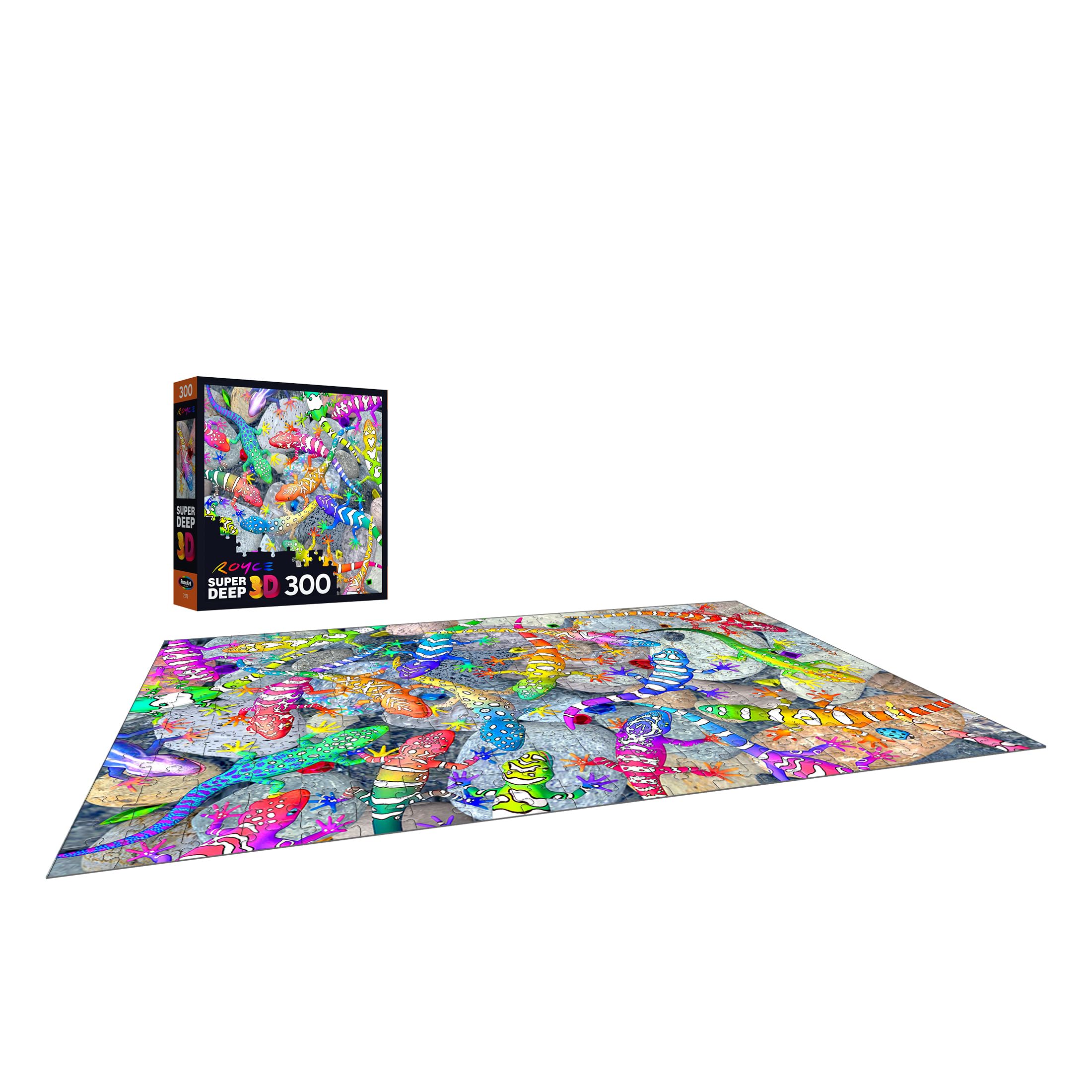 RoseArt Super Deep 3D Gecko Magic 300-Piece Jigsaw Puzzle – Colorful Interlocking Puzzle for Adults