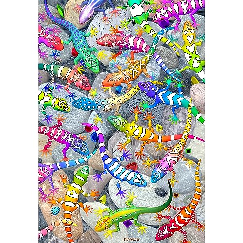 RoseArt Super Deep 3D Gecko Magic 300-Piece Jigsaw Puzzle – Colorful Interlocking Puzzle for Adults
