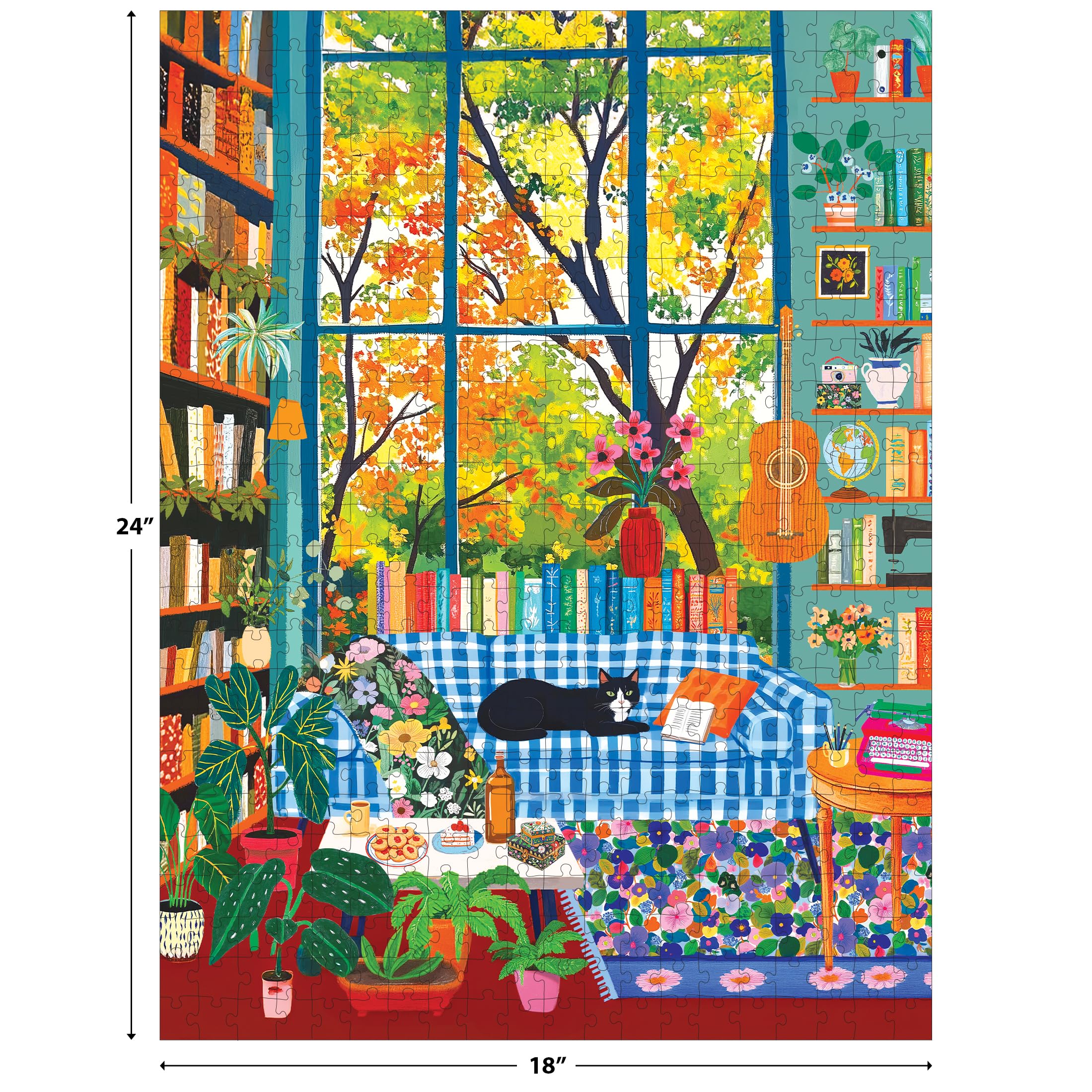 RoseArt Vertical Visions Cozy Reading Room 500-Piece Jigsaw Puzzle – Warm Book Nook Scene