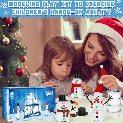 RoseFog 15-Pack DIY Snowman Making Kit – Air Dry Clay Craft Set for Kids Ages 12+