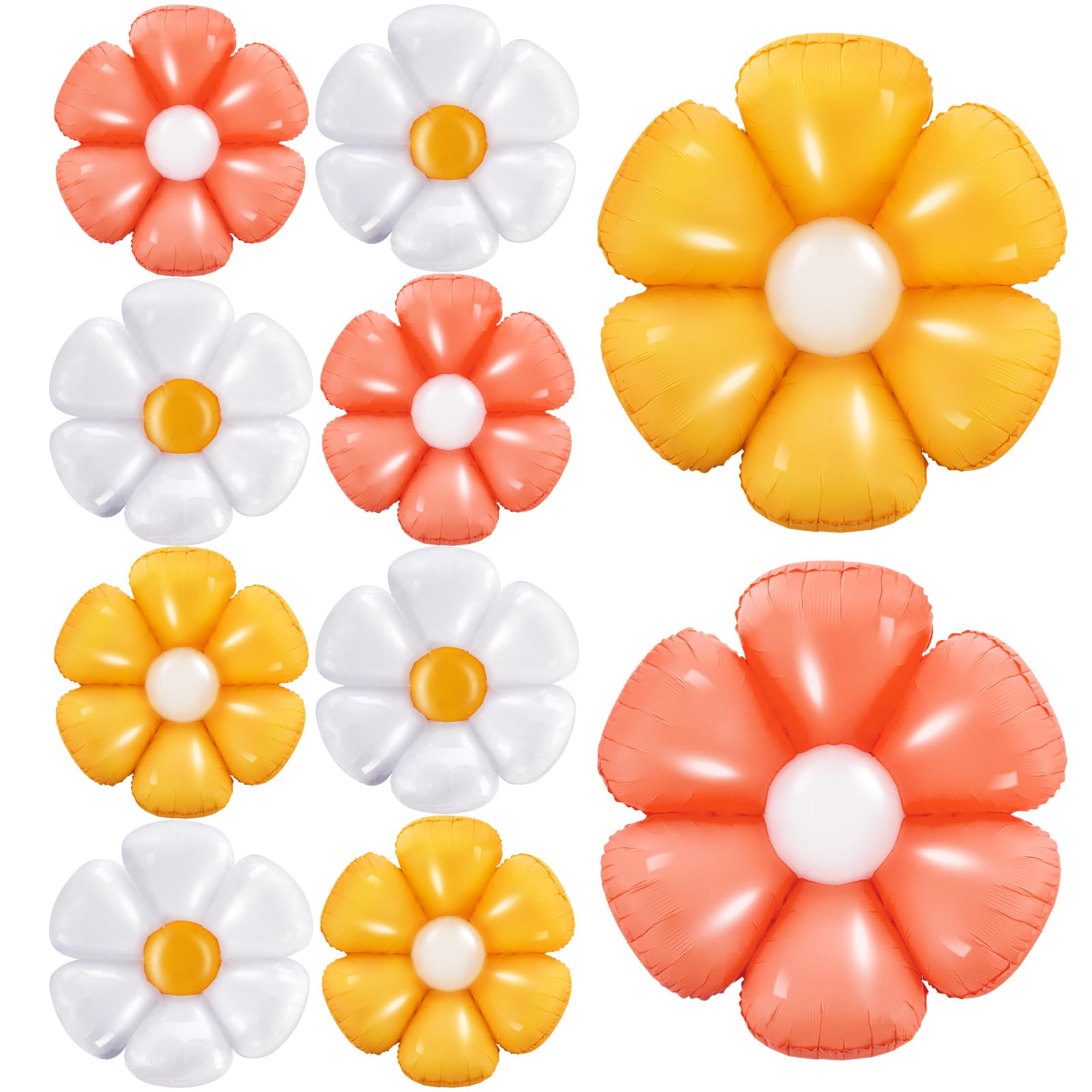 Rotatingpals 28-Inch Daisy Balloons (10 Pack) - White, Pink, Yellow - Boho Party Decor