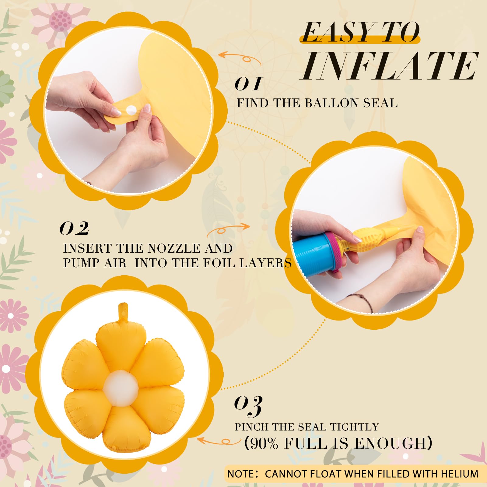 Rotatingpals 28-Inch Daisy Balloons (10 Pack) - White, Pink, Yellow - Boho Party Decor