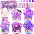 Rowecvce 6-Pack Slime Kit – Purple Butter, Cloud & Clear Slime with Accessories, Sensory Toy for Kids Ages 5-12