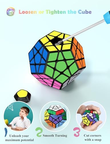 Roxenda Megaminx 3x3 Speed Cube – 12-Sided Dodecahedron Puzzle Toy in Black