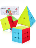 ROXENDA Speed Cube Set – 2x2, 3x3 & Pyramid Puzzle Cubes (Stickerless, Pre-Lubricated)