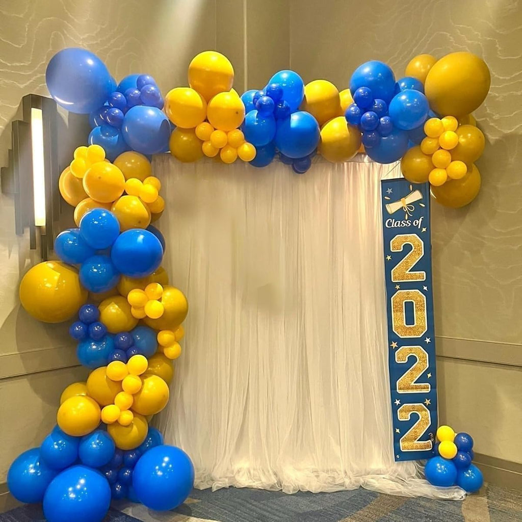 Royal Blue and Yellow Balloon Garland Kit - 100 Piece Graduation Balloon Arch for Birthday Party Decor