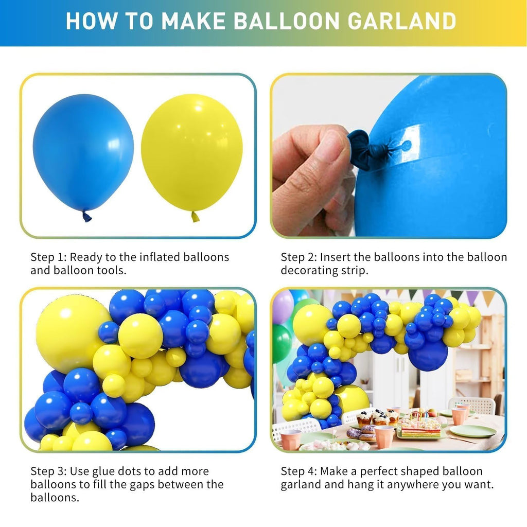 Royal Blue and Yellow Balloon Garland Kit - 100 Piece Graduation Balloon Arch for Birthday Party Decor