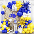 Royal Blue Yellow White Balloon Arch Kit with 4D Foil Star Balloons – 109 Piece Party Garland for Graduation, Baby Shower, Birthday