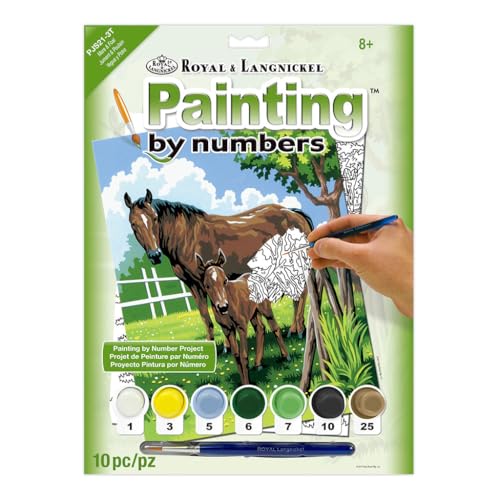Royal & Langnickel Paint-by-Number Kit for Kids - Mare and Foal Scene, Multicolor