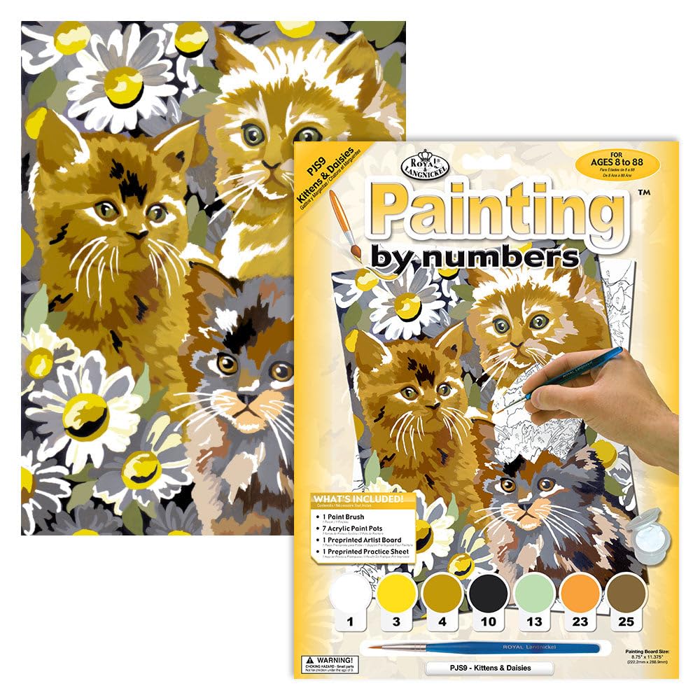 Royal & Langnickel Painting by Numbers Kit - Kittens and Daisies, Small Art Activity for Ages 8+