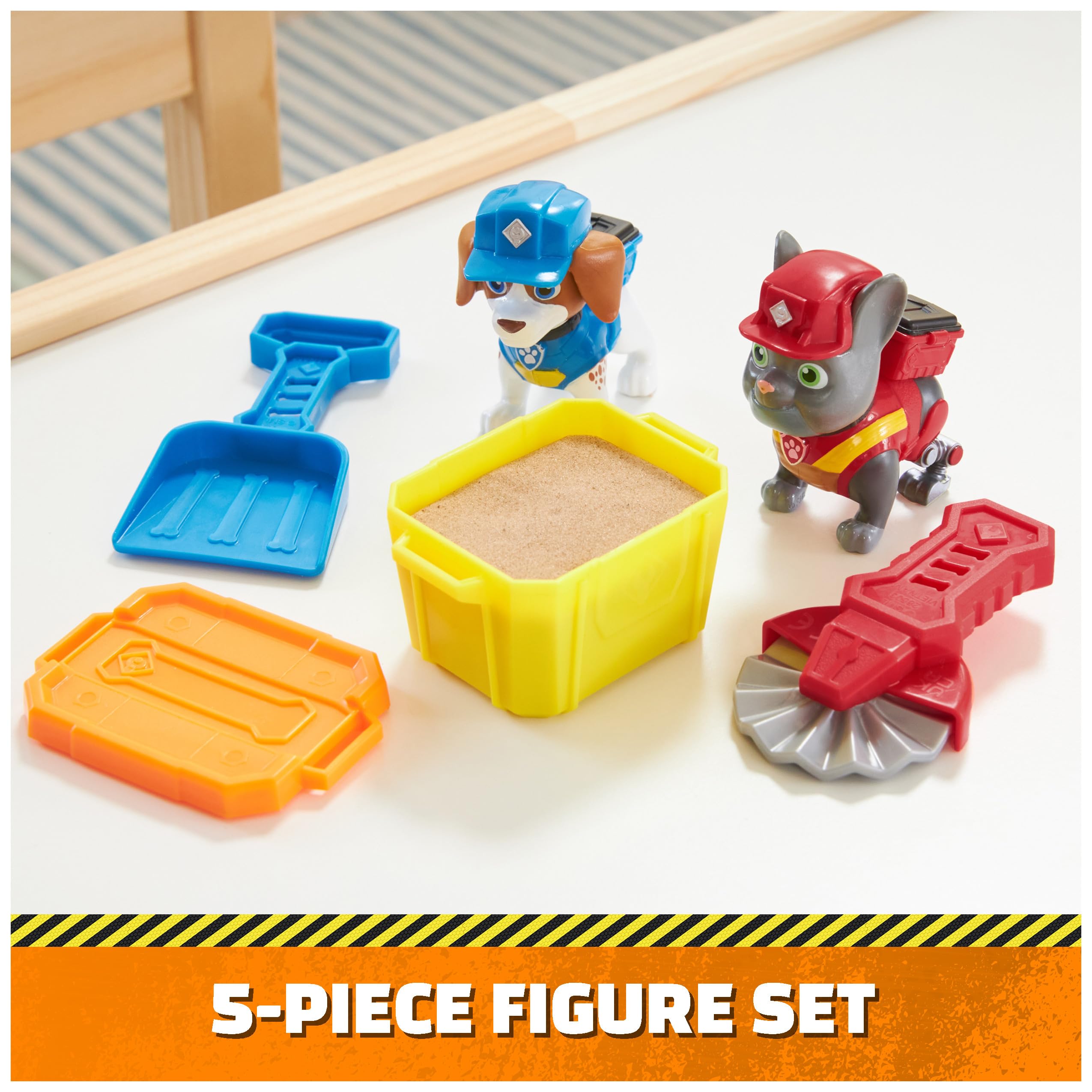 Rubble & Crew Charger & Wheeler Action Figures with Kinetic Build-It Sand and Tools