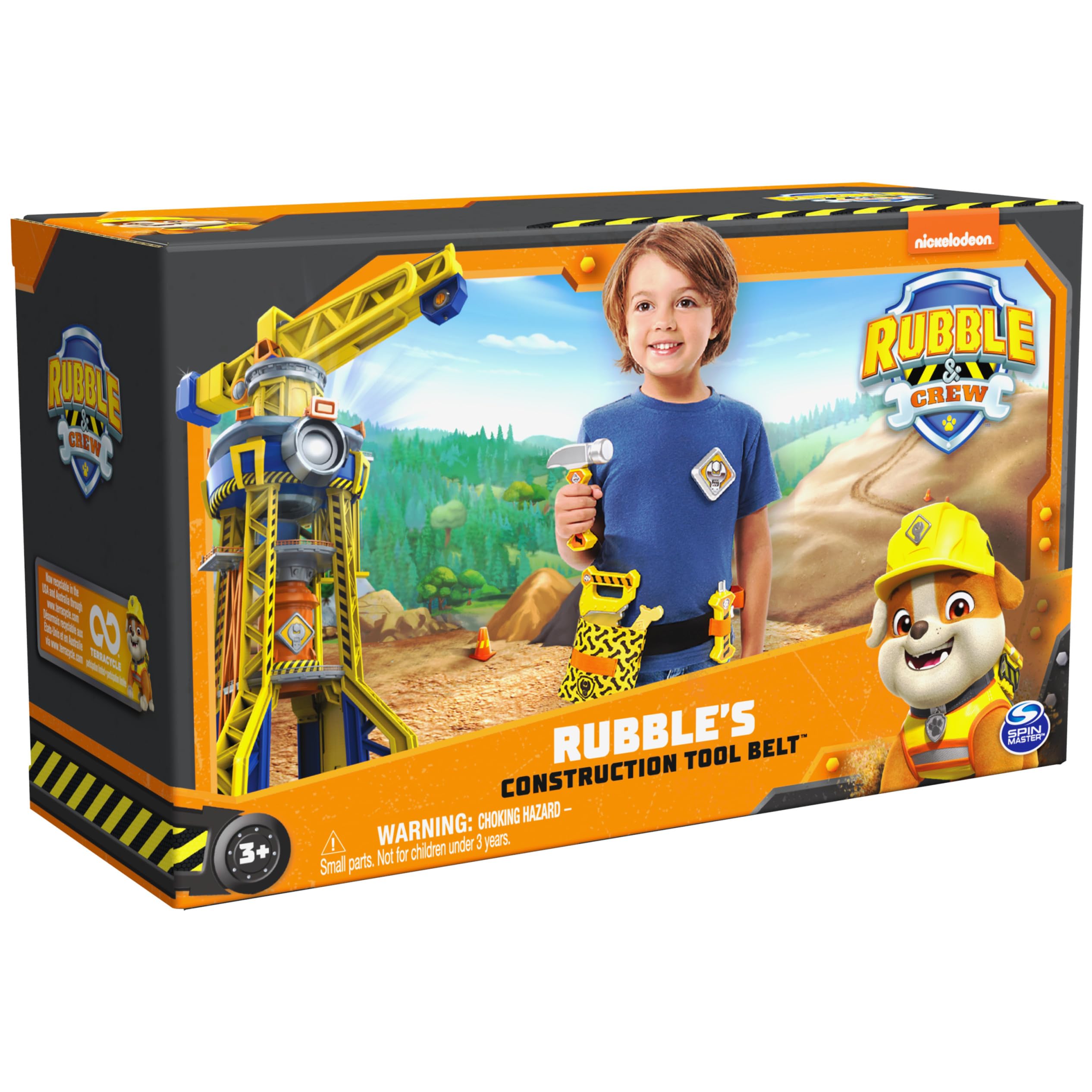 Rubble & Crew Construction Tool Belt – 6-Piece Kids Pretend Play Set with Adjustable Belt