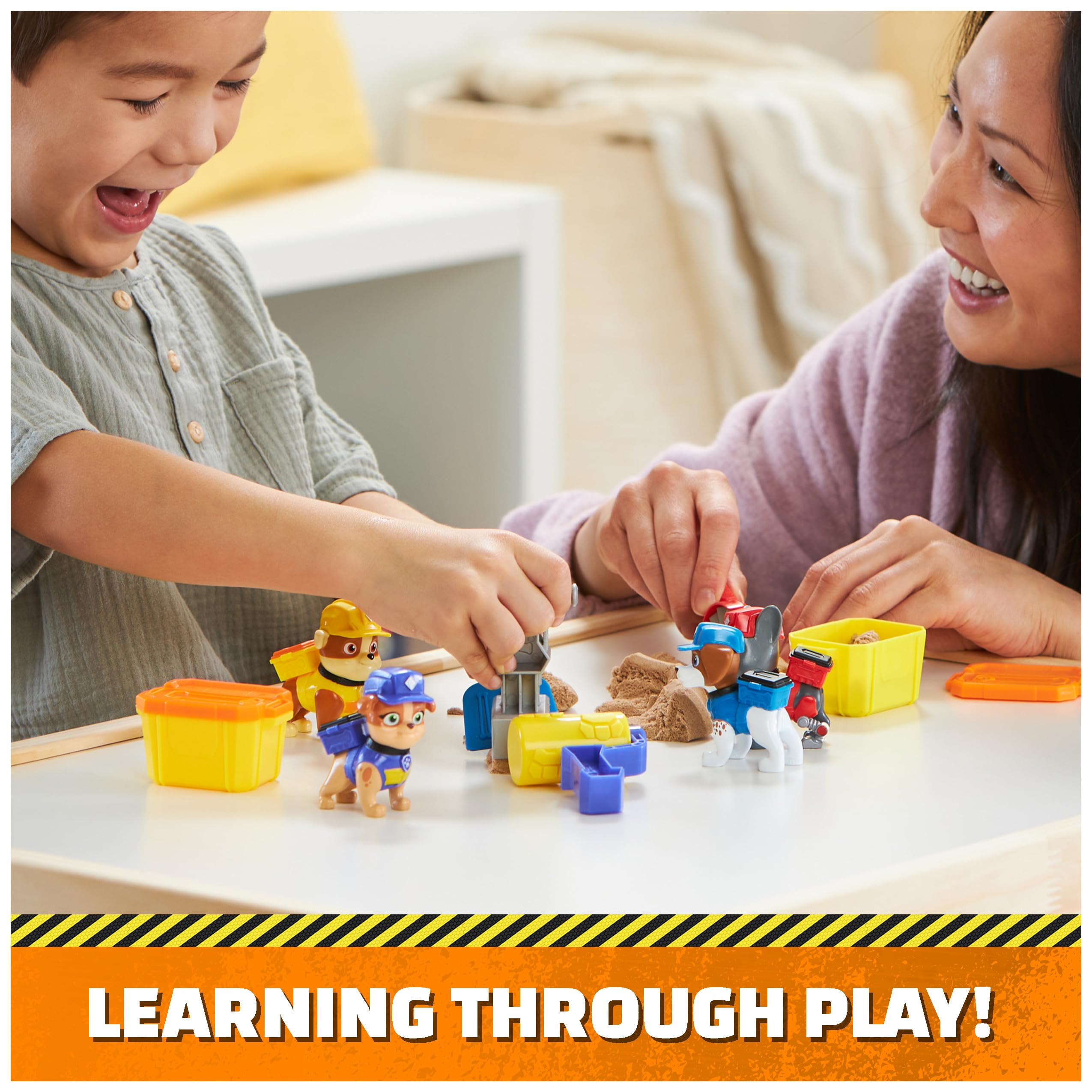 Rubble & Crew Rubble and Mix Action Figures Set with Kinetic Build-It Sand and Tools