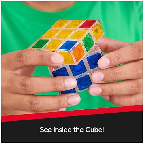 Rubik’s Crystal Cube – Transparent 3x3 Puzzle Game with Color-Matching, for Ages 8+