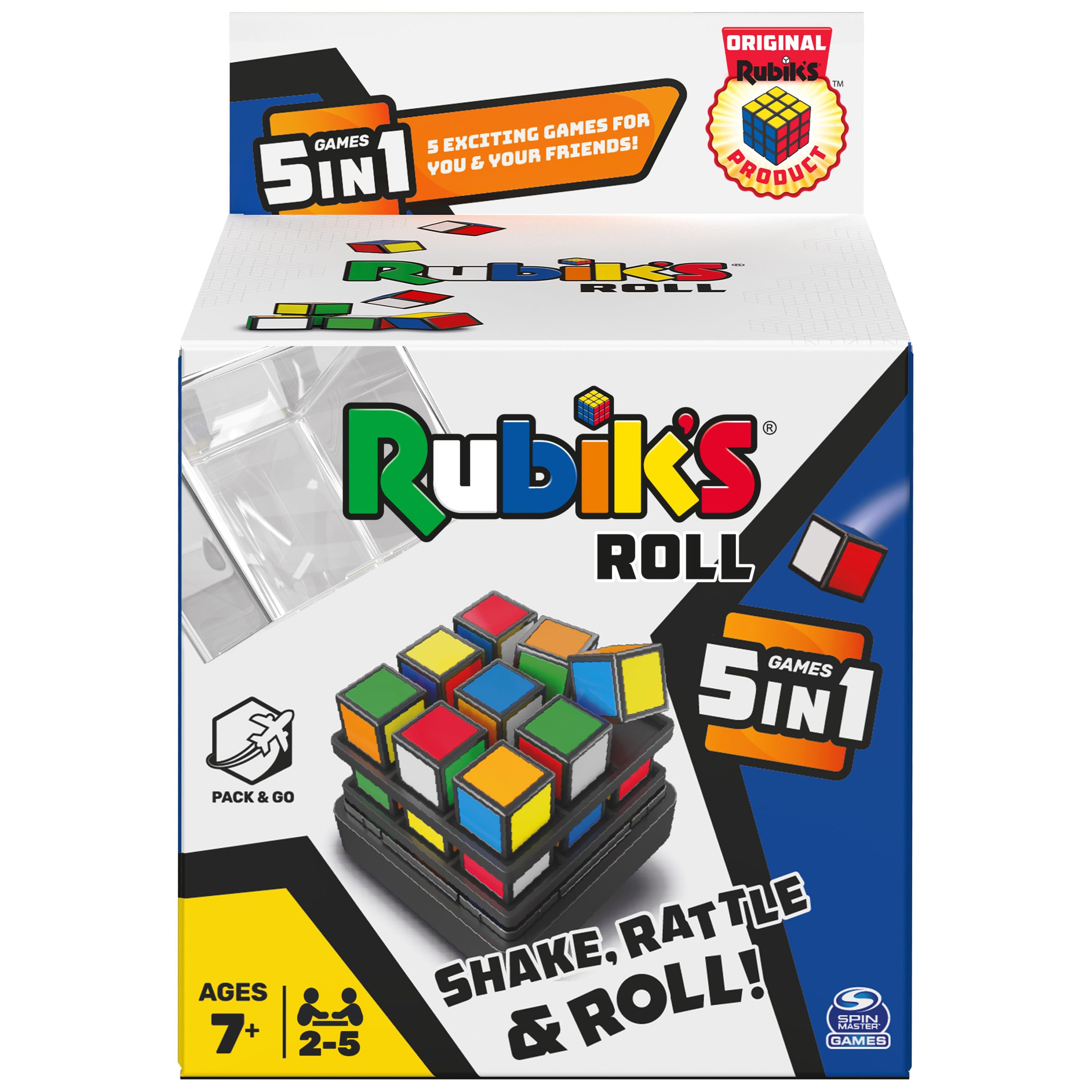 Rubik’s Roll: 5-in-1 Portable Dice Game for Family Travel | Ages 7+