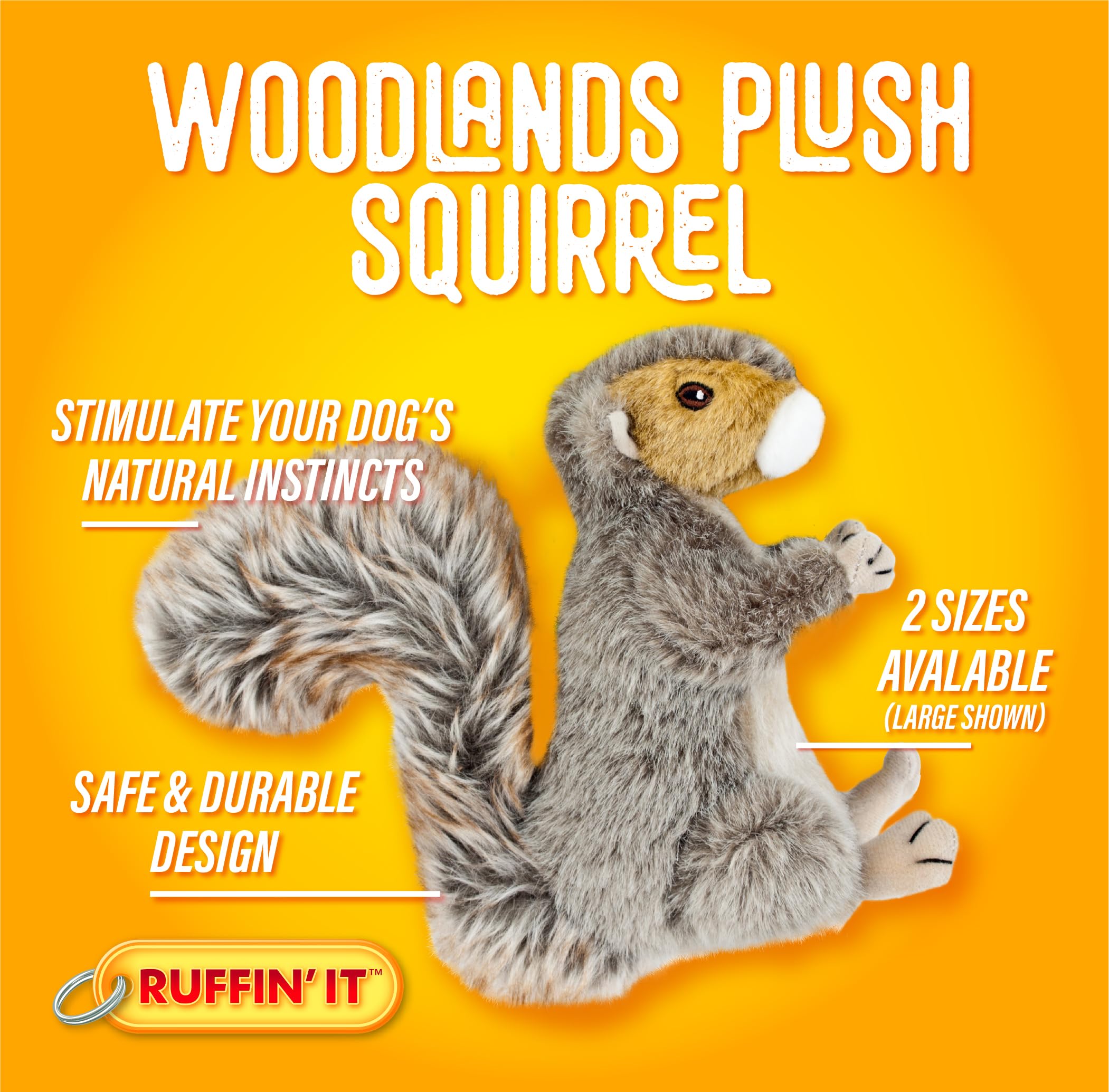 Ruffin' It Large Woodlands Plush Squirrel Dog Toy with Squeaker