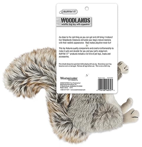 Ruffin' It Large Woodlands Plush Squirrel Dog Toy with Squeaker