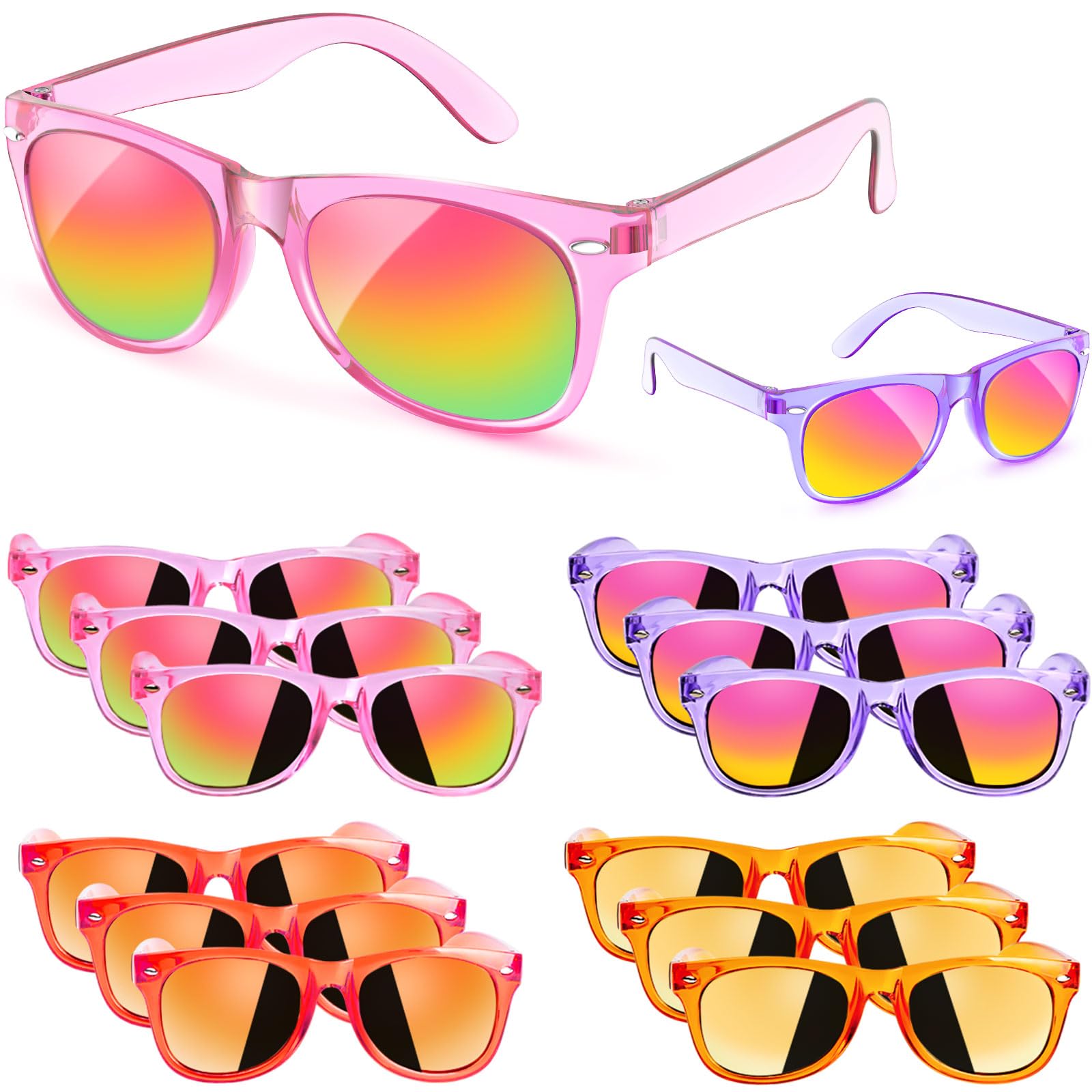 Rugort Kids Sunglasses Party Favors - 12 Pack Neon UV400 Polarized for Ages 3-8
