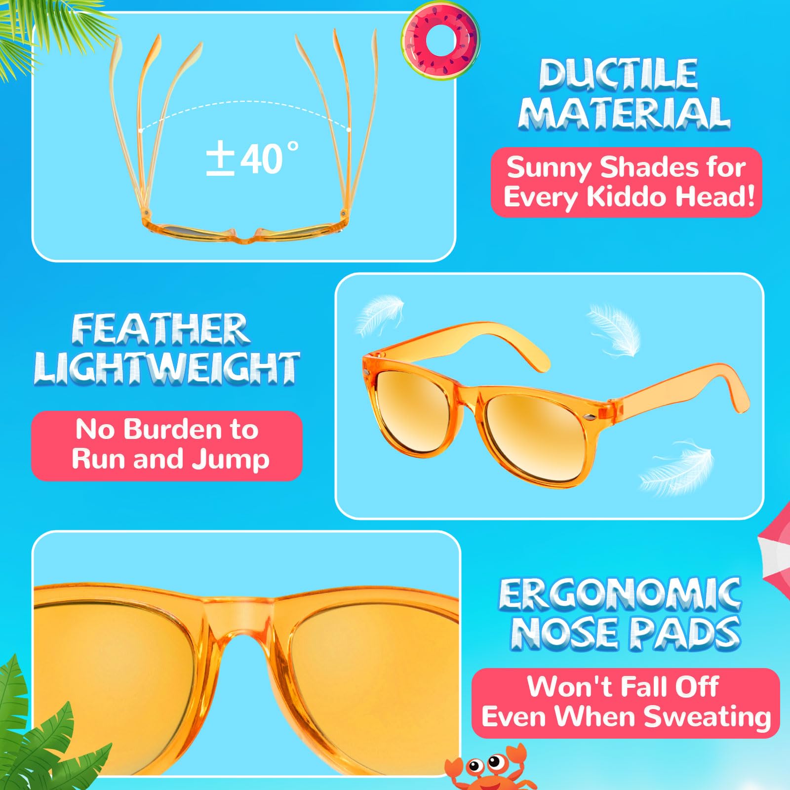 Rugort Kids Sunglasses Party Favors - 12 Pack Neon UV400 Polarized for Ages 3-8