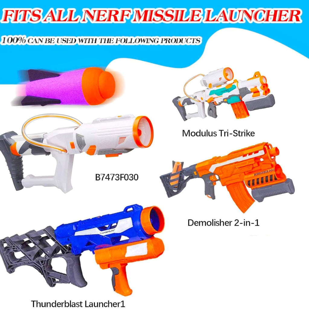 Ruibytree 6 Pack Mega Missile Refill - Compatible Foam Rockets for Nerf N-Strike Elite Series