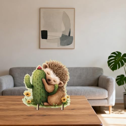 Ruikiyart 200-Piece Wooden Jigsaw Puzzle – Hedgehog Cactus Unique Shapes, 11.1" x 11.2"