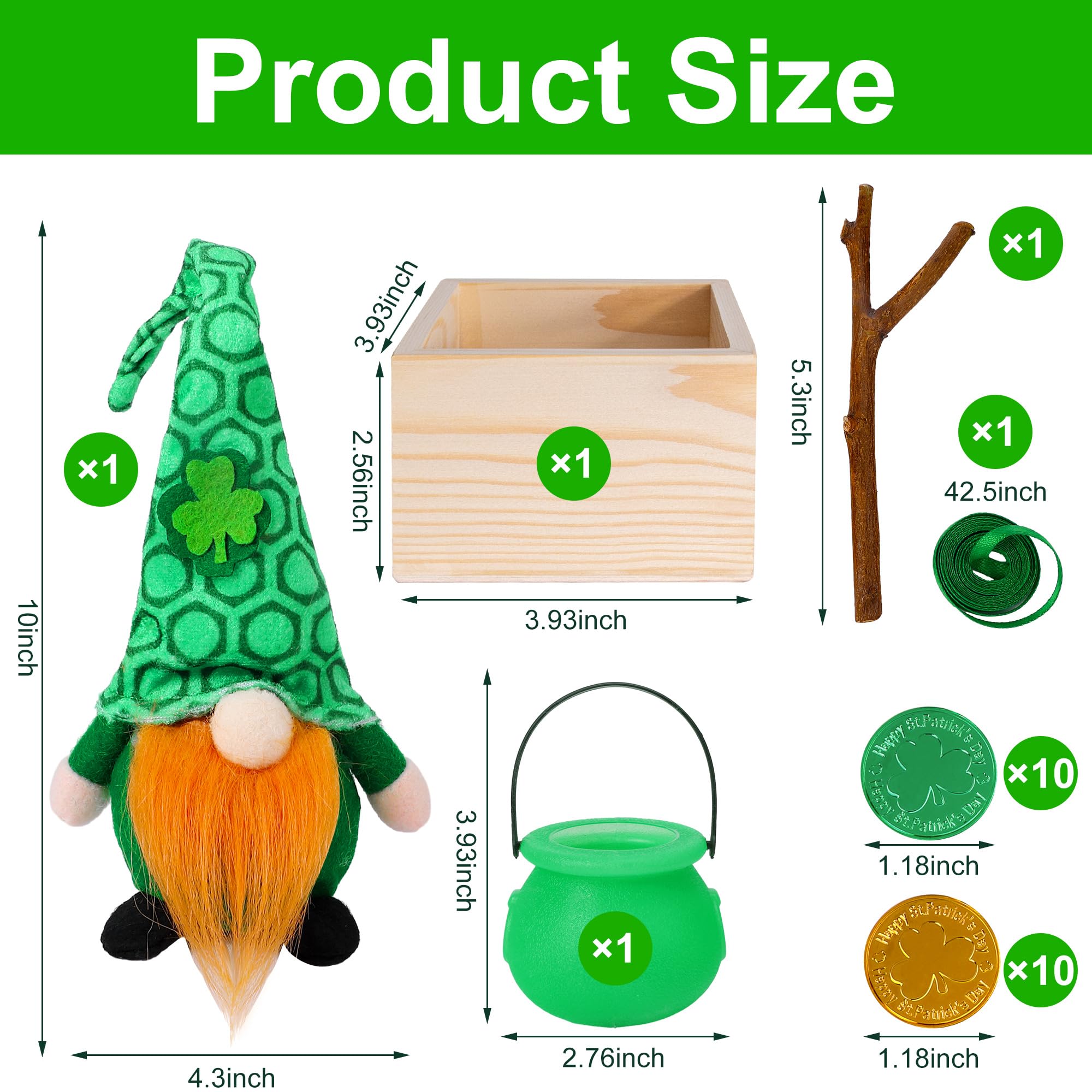 RunNico 14-Piece St. Patrick's Day Leprechaun Trap Kit - Gnome Plush, Cauldron, Coins, DIY Craft for Party Decor