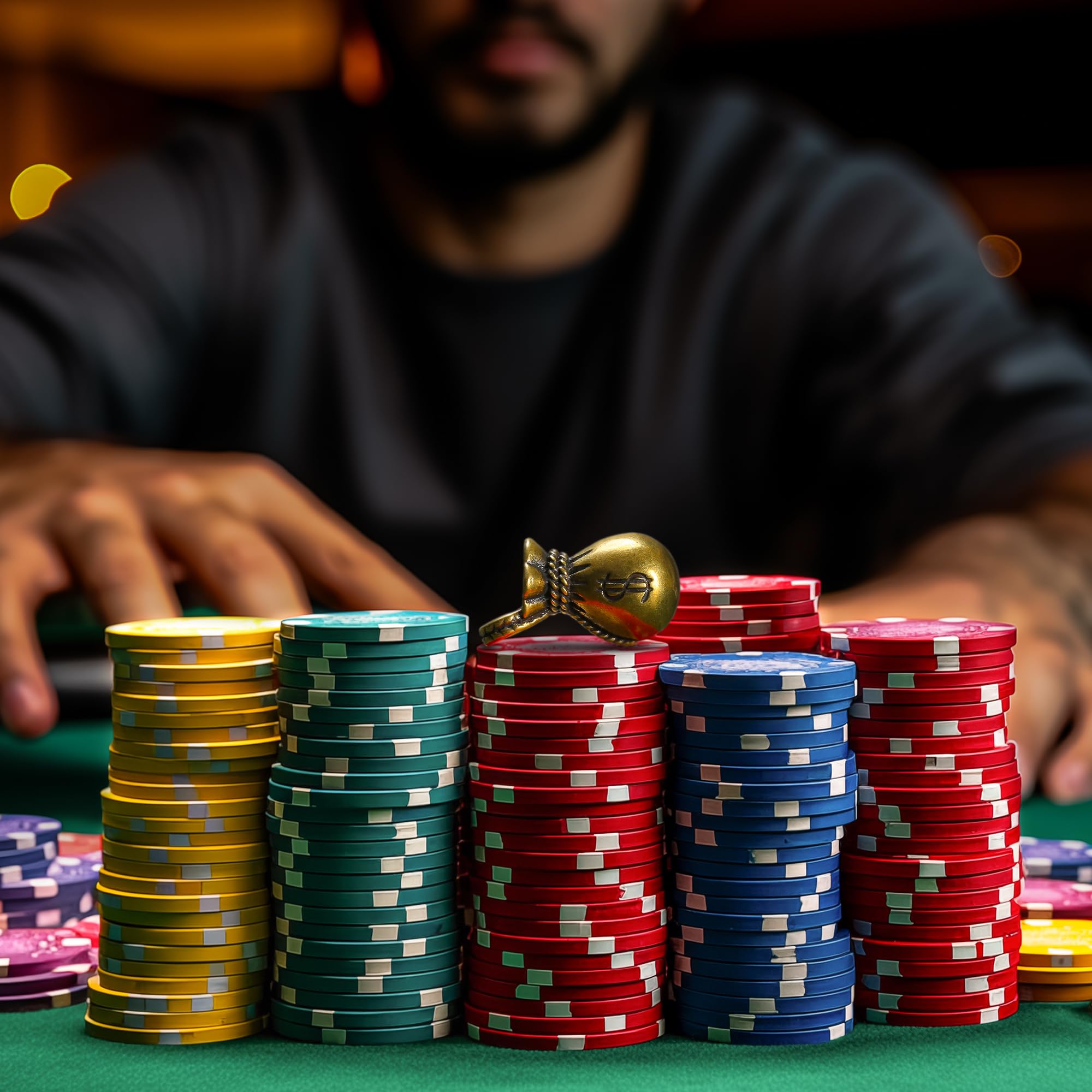 RUNNING HOT Money Bag Poker Guard – Metal Card Protector with Golden Sheen, Poker Gift for Men