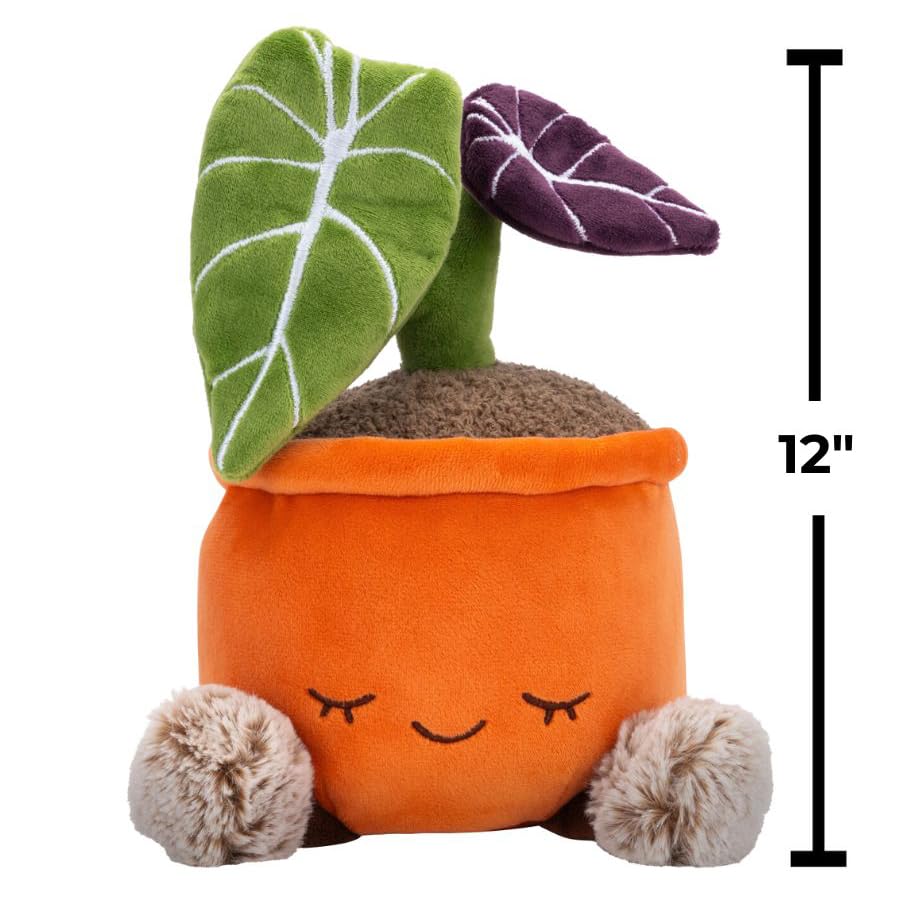 Russ Greenhouse 12-Inch Black Velvet Alocasia Plush Toy - Soft Official Jazwares Plant Plush