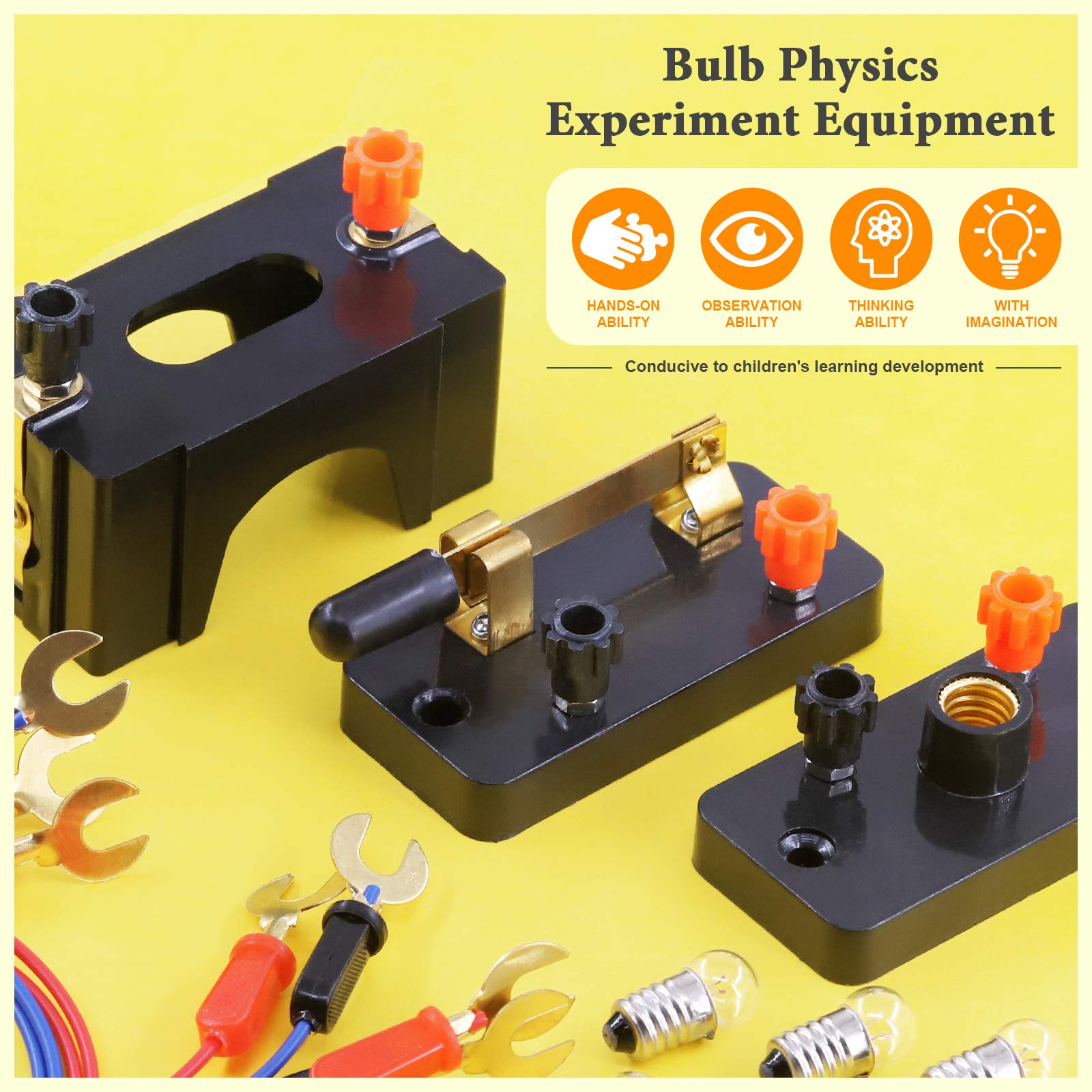 Rustark 20-Piece Electrical Circuit Experiment Kit - Screw Base Light Bulbs, Battery Holders, Switches & Wires for Series and Parallel Circuits