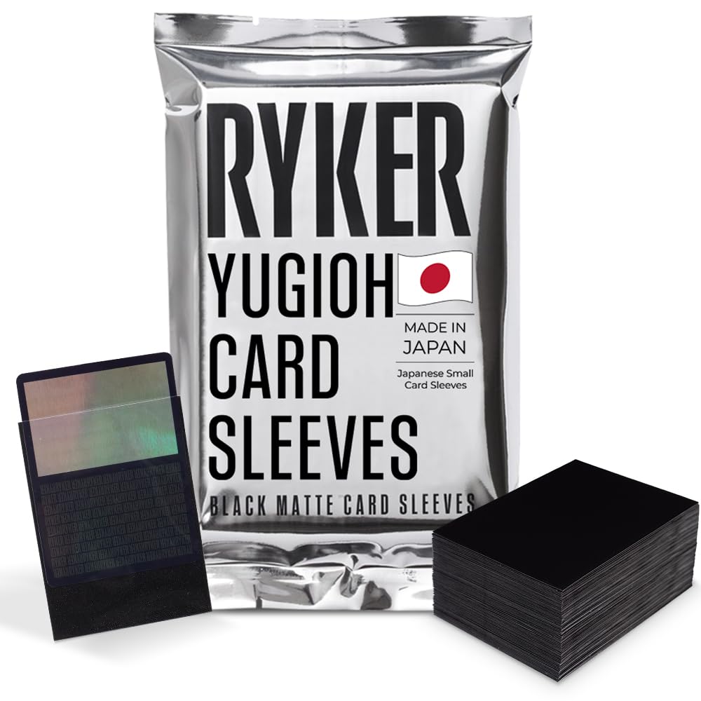 Ryker Japanese Size Matte Card Sleeves – 100 Pack for Yu-Gi-Oh, Vanguard & TCGs (Black)