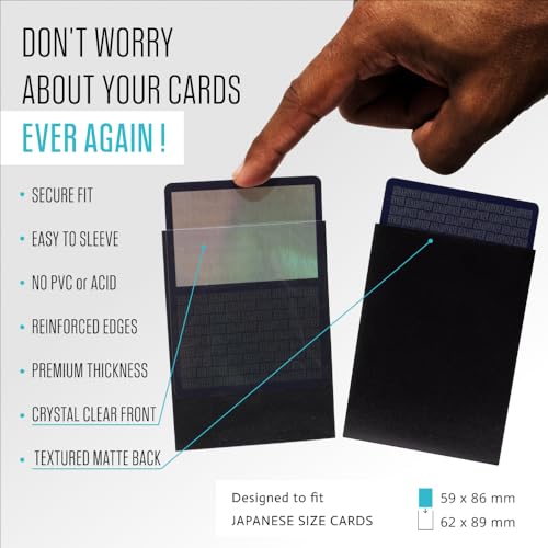 Ryker Japanese Size Matte Card Sleeves – 100 Pack for Yu-Gi-Oh, Vanguard & TCGs (Black)