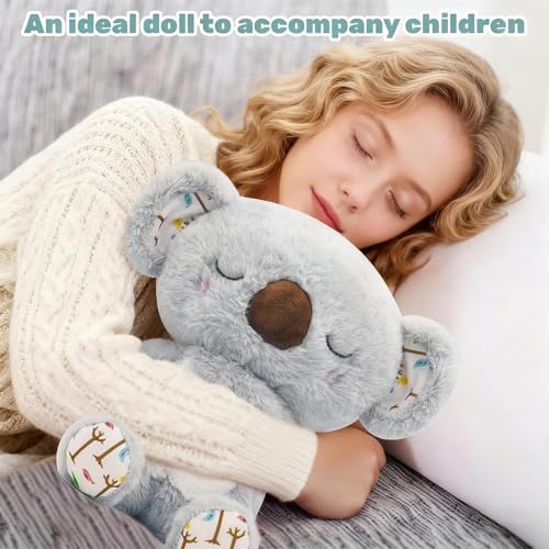 rytopt Breathing Stuffed Animal Koala – Simulated Breathing, 4 Speeds, Volume Control, Music & Light, Soft Plush Toy, 9.4 Inches