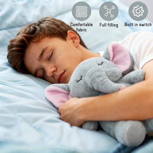 rytopt Breathing Stuffed Elephant – Simulated Breathing Sounds, 4 Speed Settings, Soft Plush Toy
