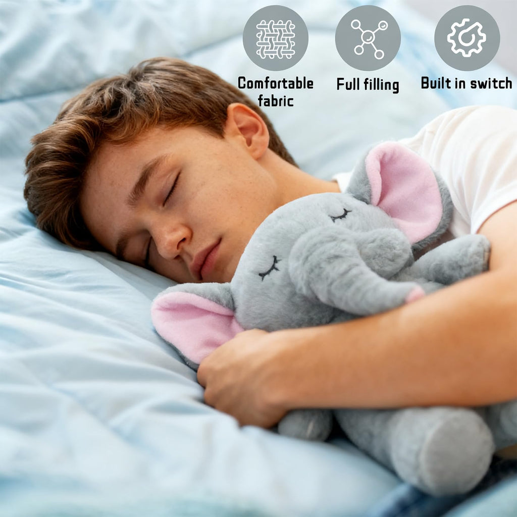 rytopt Breathing Stuffed Elephant – Simulated Breathing Sounds, 4 Speed Settings, Soft Plush Toy