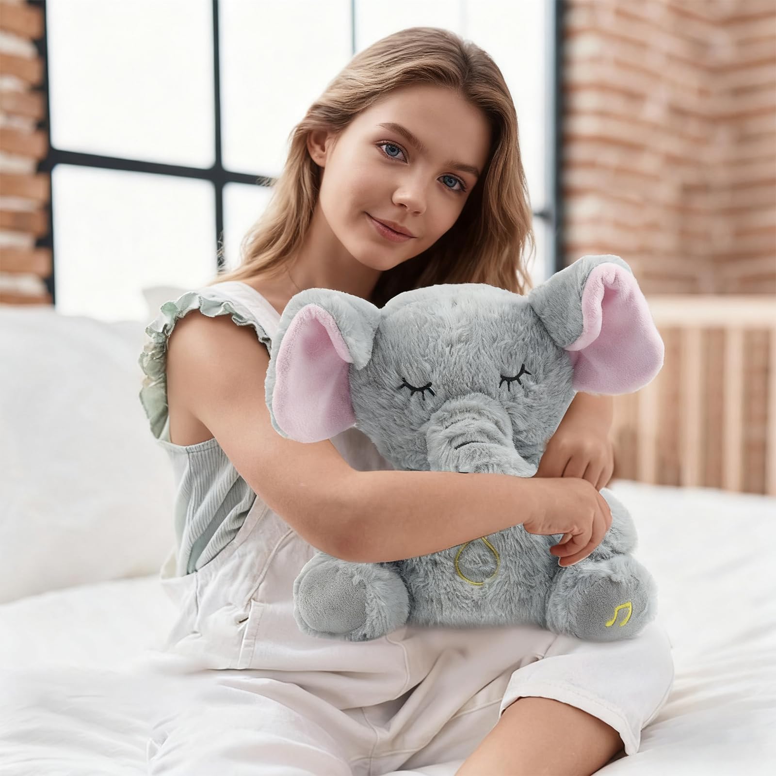 rytopt Breathing Stuffed Elephant – Simulated Breathing Sounds, 4 Speed Settings, Soft Plush Toy