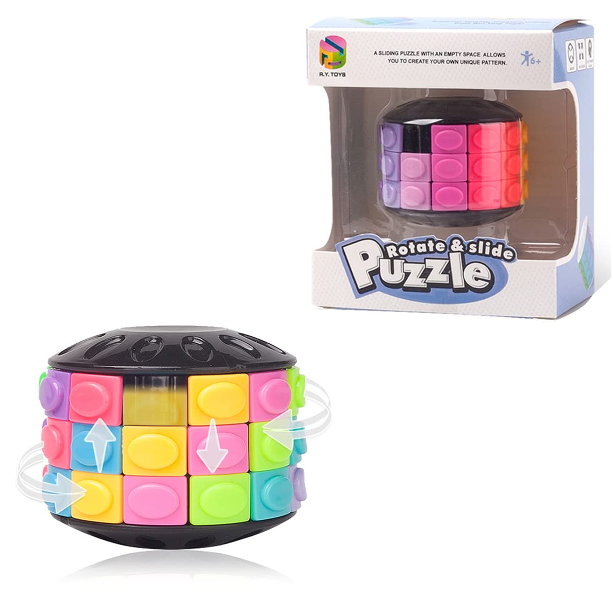 R.Y.TOYS Rotate and Slide Puzzle - 12-Color, 3-Layer Brain Teaser with Design Patent