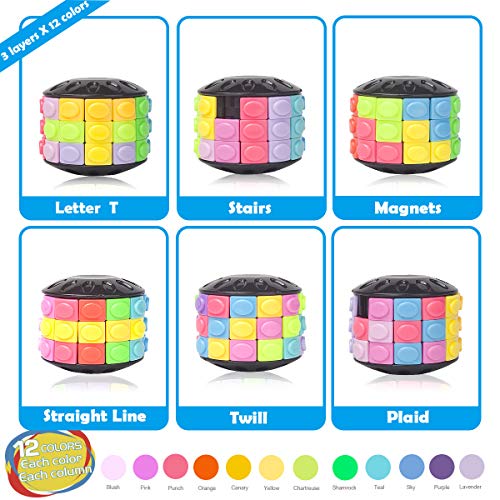 R.Y.TOYS Rotate and Slide Puzzle - 12-Color, 3-Layer Brain Teaser with Design Patent