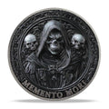 RYUKENLM Memento Mori Challenge Coin – Carpe Diem Stoic Reminder – Antique Silver Zinc Alloy