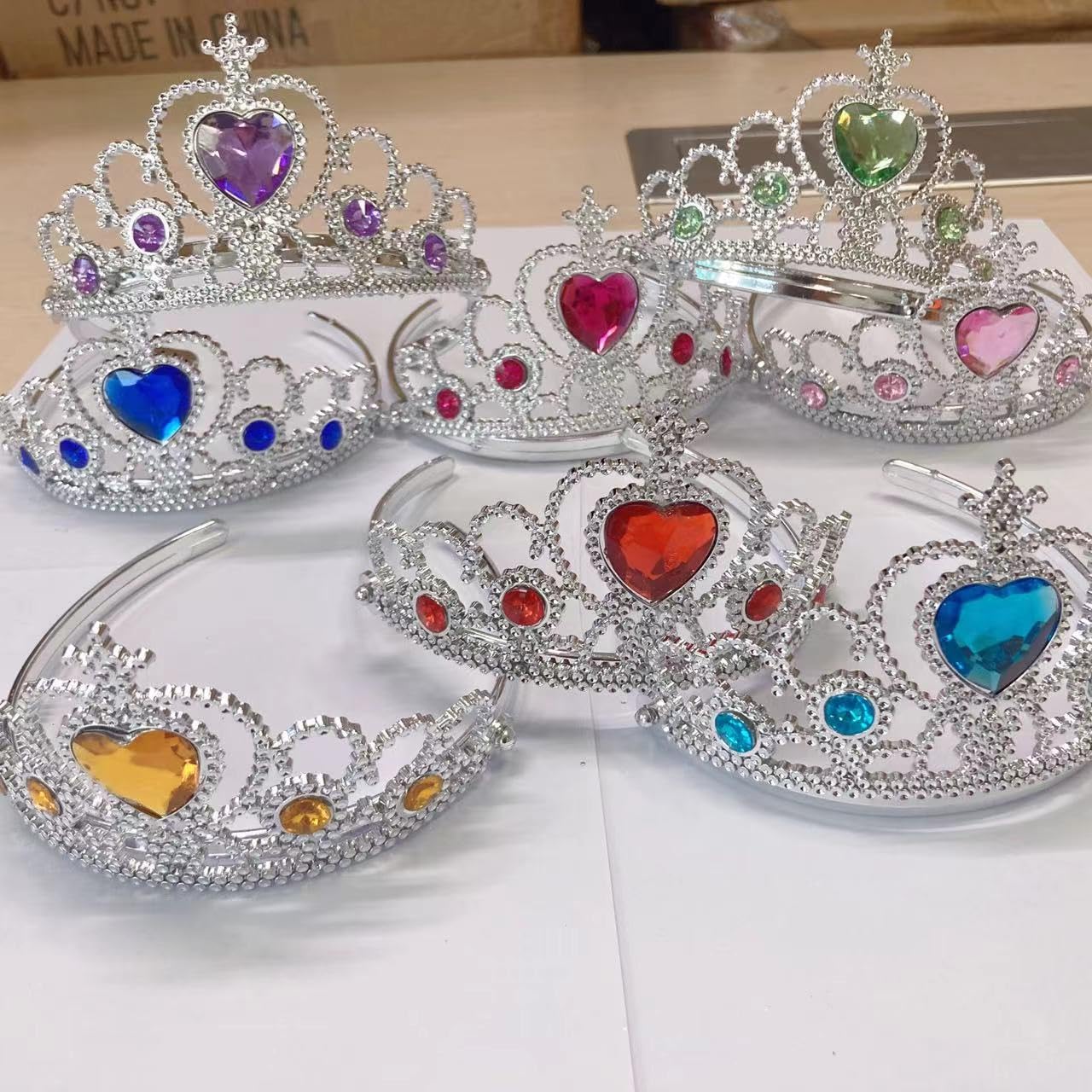 S & E TEACHER'S EDITION 8-Piece Princess Tiara Set – Sparkly Crowns for Girls, Birthday Party Favors & Goodie Bag Fillers (8 Colors)