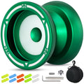 S2 Responsive Yoyo for Kids - Dual Purpose Alloy Metal Yoyo with Finger Dimple, Includes 10 Strings, Bag, and Bearings - Green