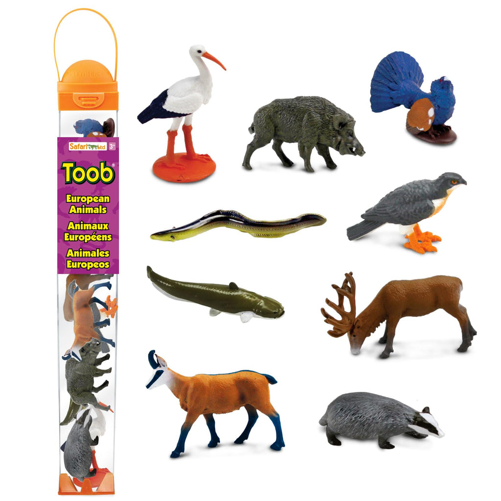 Safari Ltd. European Animals TOOB - 9 Detailed Figurines in Portable Case, Non-Toxic & BPA-Free for Ages 3+