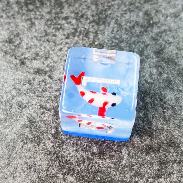 Sage's Portal Red Fish in Ocean D&D Dice Set - 7 Polyhedral Resin Dice