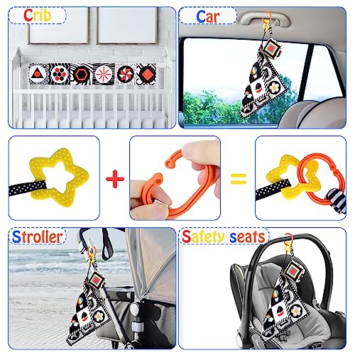 SAMMAS 3-Piece Black and White High Contrast Baby Toys Set - Newborn Sensory Soft Book, Rattle & Teether for 0-6 Months, Montessori Early Learning