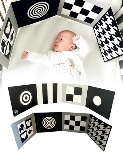 Samuel Sensory Black and White Board for Babies – 100cm Fold-Out High Contrast Tummy Time Toy for Newborns 0-3 Months