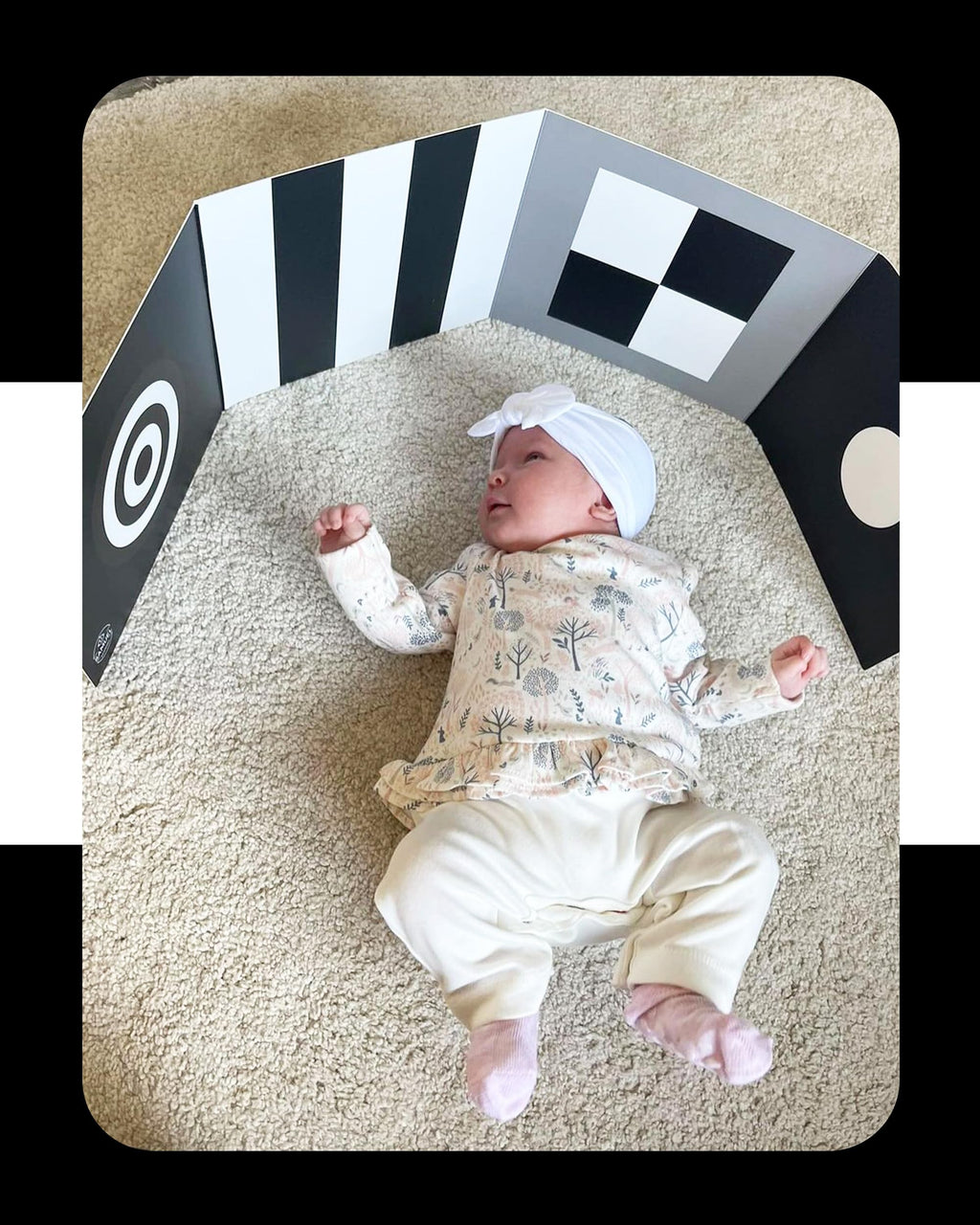 Samuel Sensory Black and White Board for Babies – 100cm Fold-Out High Contrast Tummy Time Toy for Newborns 0-3 Months