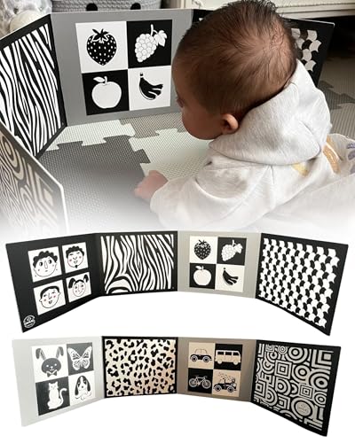 Samuel Sensory Supersized Black and White Board for Babies - 100cm Fold-Out High Contrast Tummy Time Cards with 8 Patterns