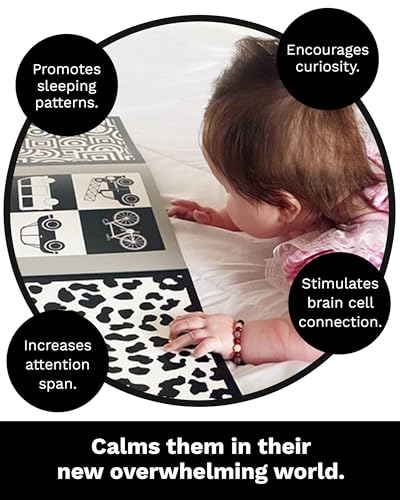 Samuel Sensory Supersized Black and White Board for Babies - 100cm Fold-Out High Contrast Tummy Time Cards with 8 Patterns